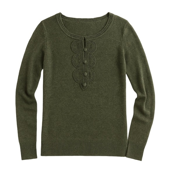 Ann Taylor LOFT Small Green Merino Wool Cashmere Blend Long Sleeve Sweater Top - Picture 1 of 8